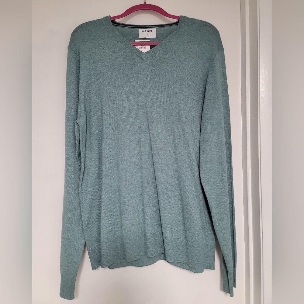 NWT Old Navy Mens V-neck Sweater Light Heather Blue XL